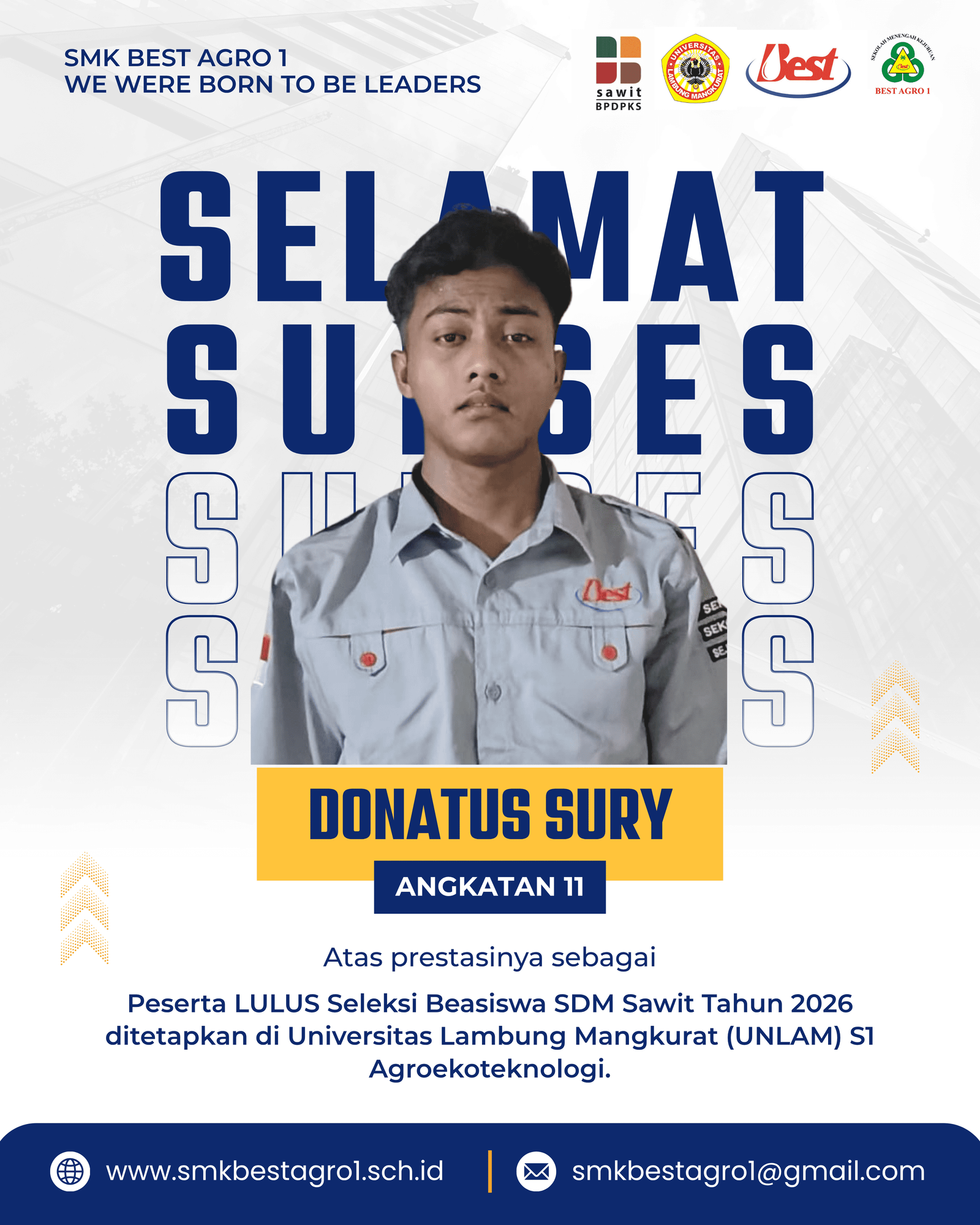 Sempat Gagal Bukan Bearti Usai: Cerita Donatus Sury Bangkit dan Lulus Beasiswa SDM sawit 2026