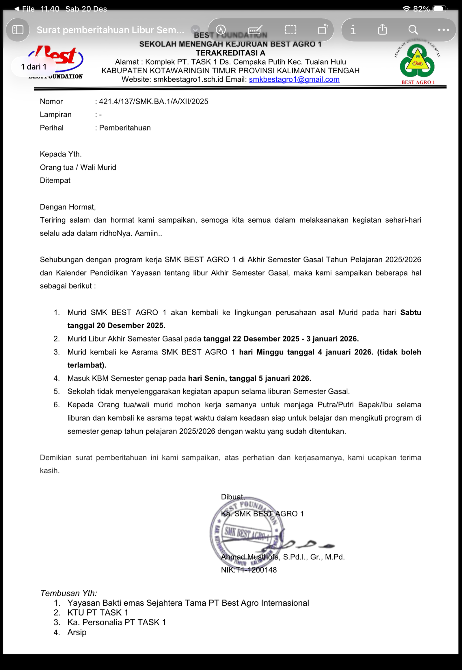 Libur Semester Gasal TP 2025/2026