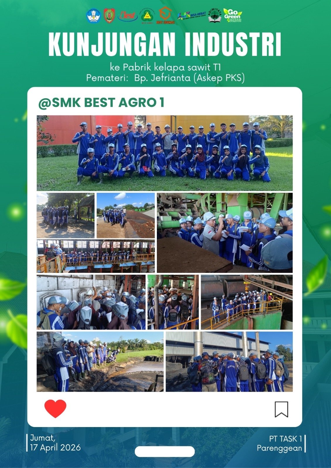 Perkuat Wawasan Dunia Kerja, Murid Kelas X A Ikuti Kunjungan Industri ke PKS PT TASK 1